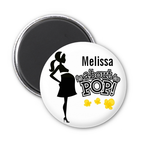 About to Pop Mommy Black - Personalized Baby Shower Magnet Favors