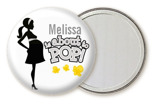 About To Pop Mommy Grey - Personalized Baby Shower Pocket Mirror Favors