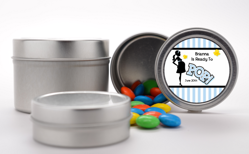 Ready To Pop Blue - Custom Baby Shower Favor Tins