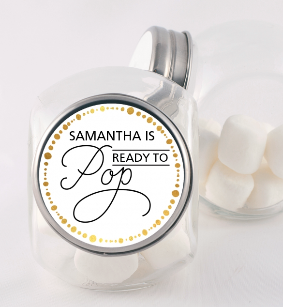 Ready To Pop Metallic Dots - Personalized Baby Shower Candy Jar