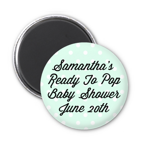 Ready To Pop Pastel Polka Dots - Personalized Baby Shower Magnet Favors