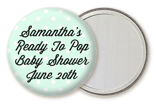 Ready To Pop Pastel Polka Dots - Personalized Baby Shower Pocket Mirror Favors