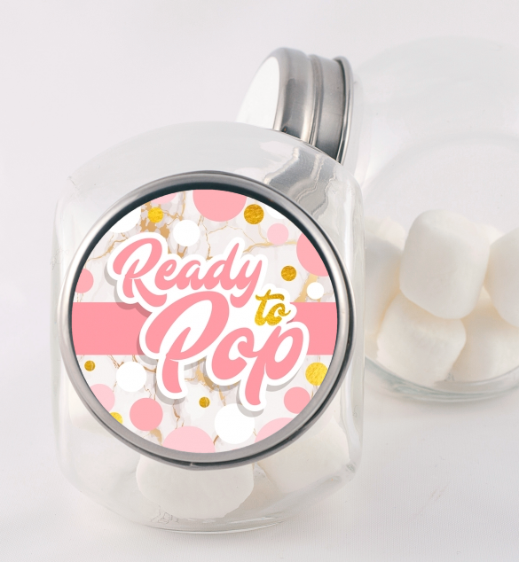 Ready To Pop Pink Gold - Personalized Baby Shower Candy Jar