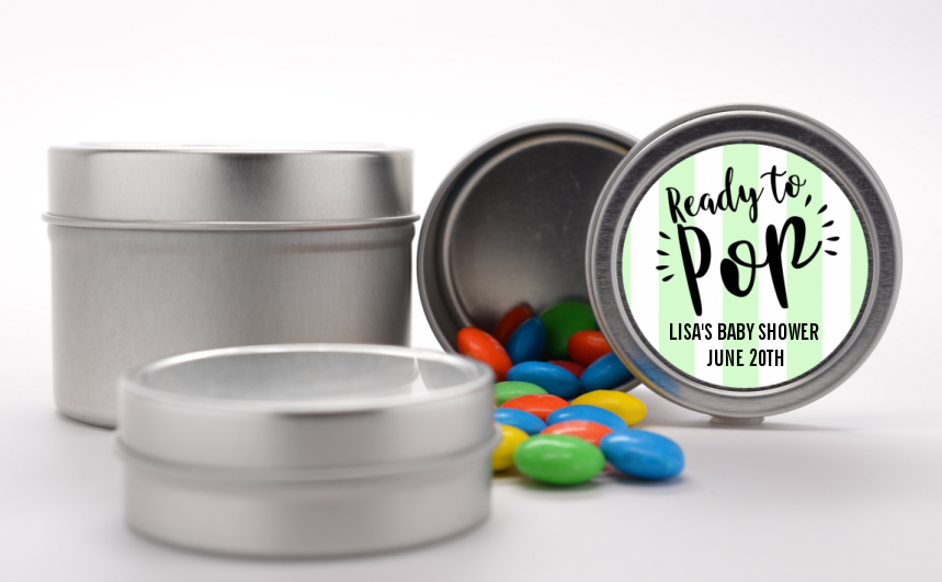 Ready To Pop Stripes - Custom Baby Shower Favor Tins