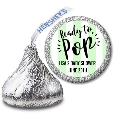 Ready To Pop Stripes - Hershey Kiss Baby Shower Sticker Labels