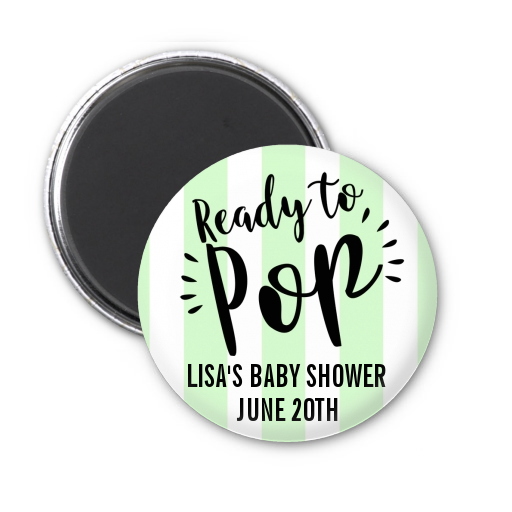 Ready To Pop Stripes - Personalized Baby Shower Magnet Favors