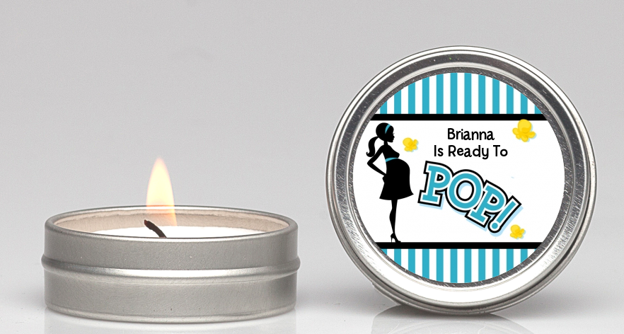 Ready To Pop Teal - Baby Shower Candle Favors