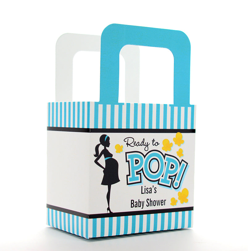 Ready To Pop Teal - Personalized Baby Shower Favor Boxes