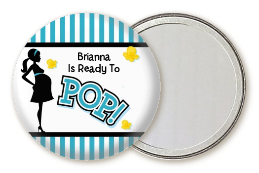 Ready To Pop Teal - Personalized Baby Shower Pocket Mirror Favors