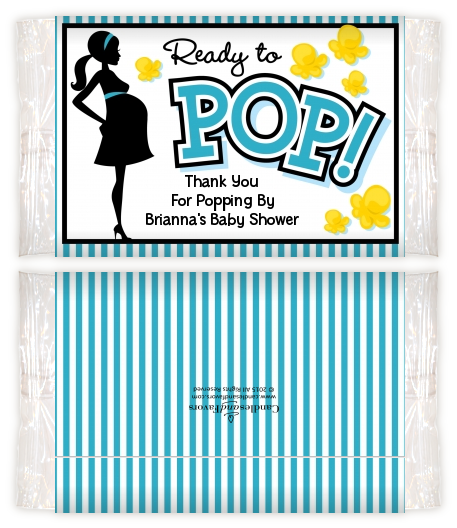 Ready To Pop Teal - Personalized Popcorn Wrapper Baby Shower Favors