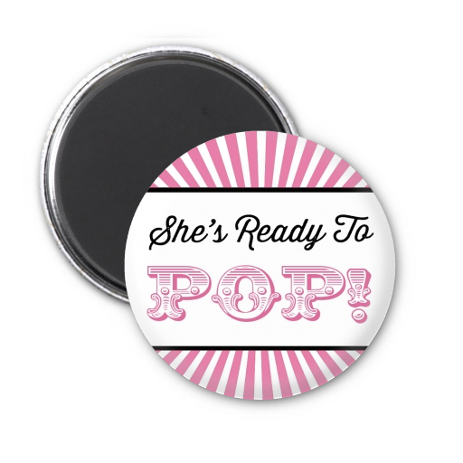 She's Ready To Pop - Personalized Baby Shower Magnet Favors