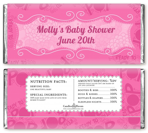 She's Ready To Pop Pink - Personalized Baby Shower Candy Bar Wrappers