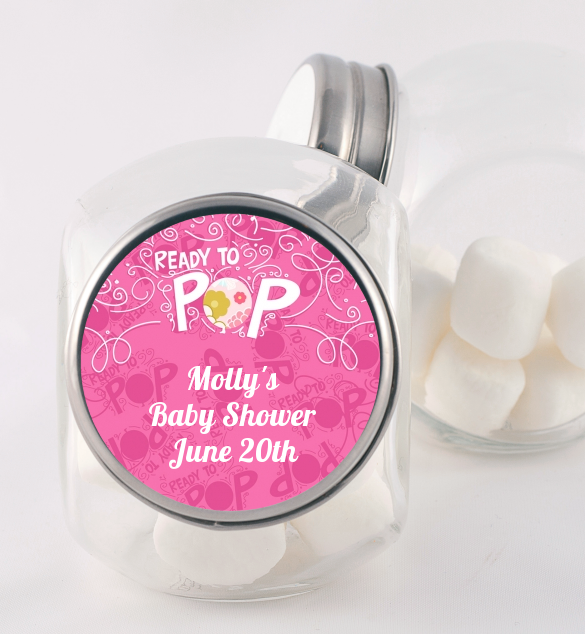 She's Ready To Pop Pink - Personalized Baby Shower Candy Jar